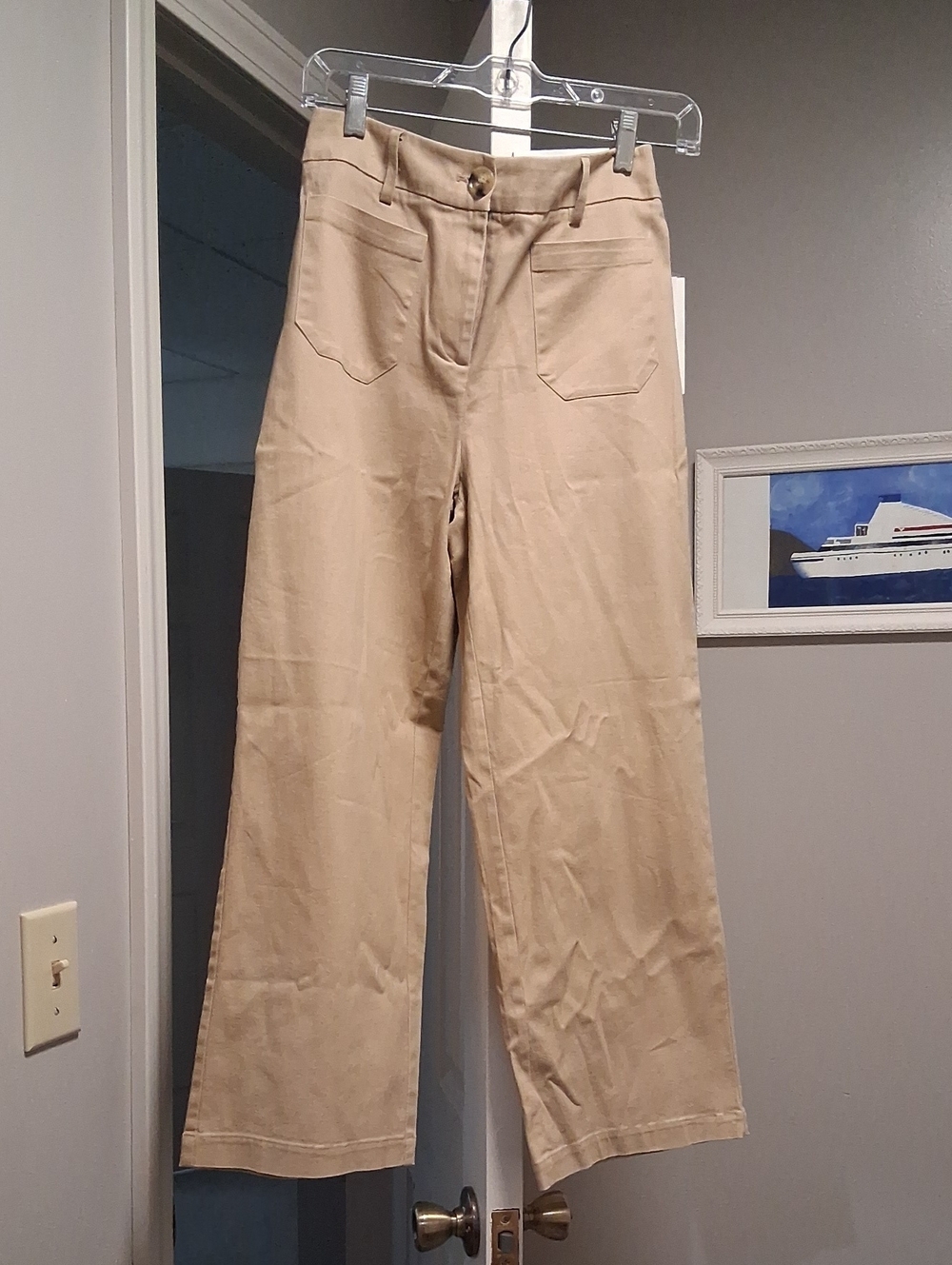Cato Classic Wide-Leg Crop Pants in Light Khaki.